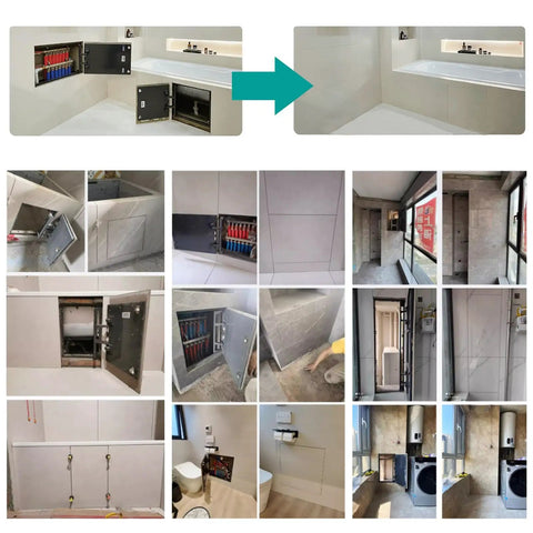 Heavy Duty Square Metal Access Panel 39 X 39 Inch Drywall Inspection Cover installed in modern bathroom for easy access.