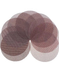 Kickstart Your DIY With 20 Piece Ultra Heavy Duty 6 Inch Mesh Sanding Discs in a stack, showing texture for smooth grind jobs.