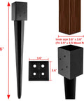 4x4 Fence Post Ground Spike Anchor 36 Inch Steel Black Powder Coated No Dig Install Mailbox Post Anchor Fits Three Point Five By Three Point Five Lumber Hammer In Or Drill Ready With Included Driver Bit
