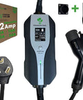 Level 2 Electric Vehicle Charger With Adjustable 10 To 32 Amperage Range 50 Foot Heavy Duty Cord Smart Digital Screen