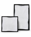 Heavy Duty Commercial Dryer Lint Screen Replacement With Frameless Mesh Filter For Industrial Laundromats Pack of five lint screens, different sizes, black trim.