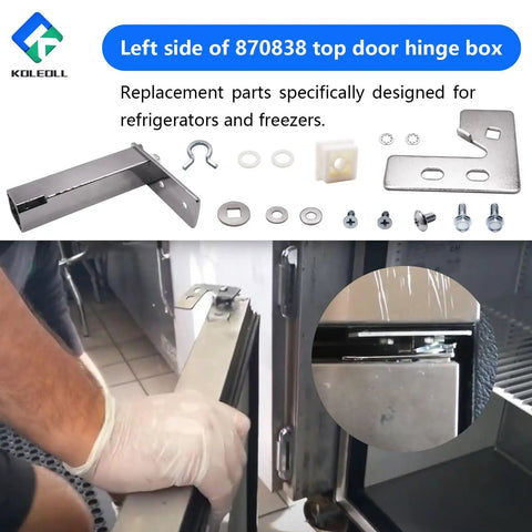 Left Side Top Door Hinge Cartridge 870838 Replacement For QA TSSU TUC TWT Series Refrigeration Units Fits Refrigerators And Freezers