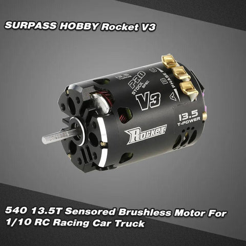 Beefy Rocket V3 540 13.5T 3200KV Sensored Brushless RC Motor with CNC Aluminum Heatsink and Dual Sensor Ports for 1/10 Scale Cars