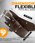 Heavy Duty Leather Tool Belt for Carpenters and Electricians, 2-Inch Wide Top-Grain Oil-Tanned Leather With Double Prong Buckle shown