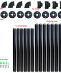 Industrial Pipe Shelf Brackets 2 Pack For 42 Inch Tall Wall Mount Iron Pipe Shelving System 12 Inch Deep Black Hardware Only 4 Tier Built Tough DIY Bookshelf parts including pipes, flanges, elbows, and screws