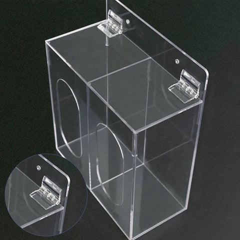 Self Adhesive Transparent Acrylic Hinge Set 12 Pcs 35x25 mm on clear display for glass crafts and cabinets