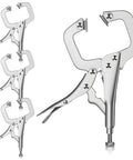 Workhorse 11 Inch Locking C Clamps 4 Pack Heavy Duty Steel With Swivel Jaw Pad One Hand Quick Release Mechanism showing details of clamp design.