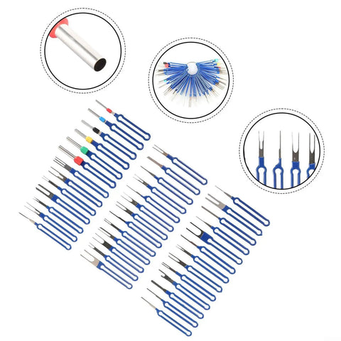 36 Piece Terminal Removal Tool Kit For Automotive And Household Electronics with wire pin extractors in blue handles