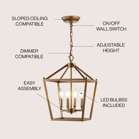 Kickstart Your Space With This Totally Rad Antique Gold 4 Light Pendant Ceiling Fixture featuring adjustable height and easy assembly.