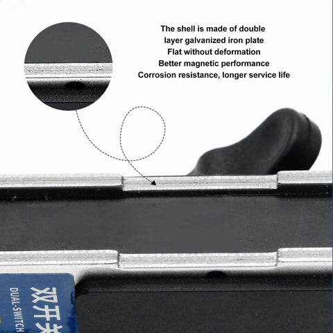 Close-up of Super Strong 50Kg Magnetic Welding Jig Holders Set For Steel Pipes, galvanized iron shell, corrosion resistance.