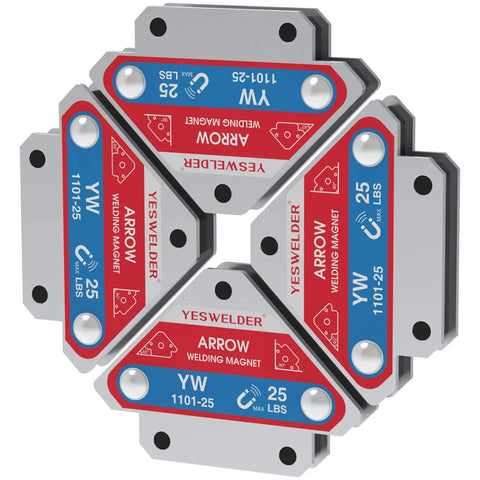 Top Shelf 4 Piece Welding Magnet Set With 25 Lb Holding Power For Multi Angle Clamping solid metal workshop tools.