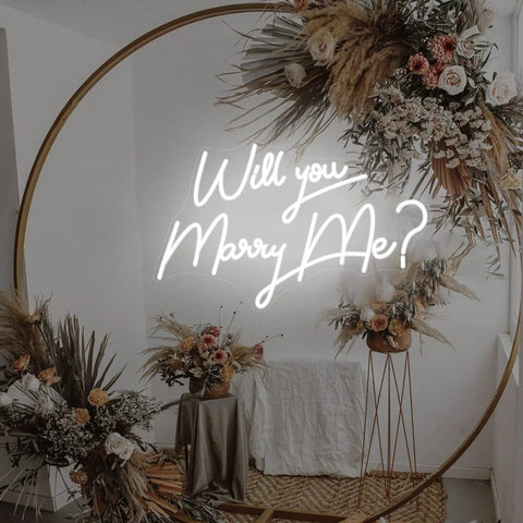 Will You Marry Me neon sign with floral decor, Marry Me Neon Sign Lights for Engagement Party and Wedding Decor Will You Marry Me LED Wall Sign for Proposals Get Engaged Bachelorette Party Bridal Shower Vow Celebration