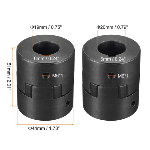 Beefy Flexible Coupling Shaft 19 To 20 mm Bore 51 mm Length By 44 mm Outer Diameter Motor Coupler Joint For Servo Motors Stepper Motors