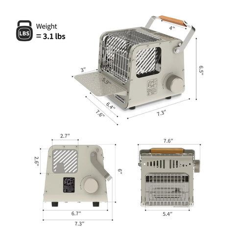 Portable 3-in-1 Butane Camping Heater With 3750 BTU Firepower, Tent Heater With Insulated Shelf And Carry Handle, Outdoor Patio Heater