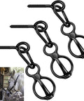 Three Set Stainless Steel Horse Tie Rings With Eye Bolts And Snaps Safe Restraint Gear For Daily Tack Use Horse Training Equipment Black Durable