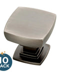 Hella Stylish Cabinet Knobs For Fast Kitchen Refresh And Bathroom Vanity Drawers Heirloom Silver Zinc Construction 1-1/8 Inch Spread 10 Pack showing square knob design.