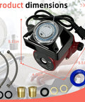 High Output Water Circulator Pump With Straightforward Installation And Smooth Operation For Residential Hydronic Heating Systems, showing dimensions and fittings.