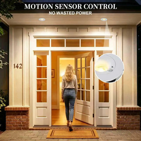 HITOO 3 Inch Motion Sensor Recessed Downlight Light 3000K, White, 2 Pack, installed at entrance, automatic on/off sensor, energy-saving.