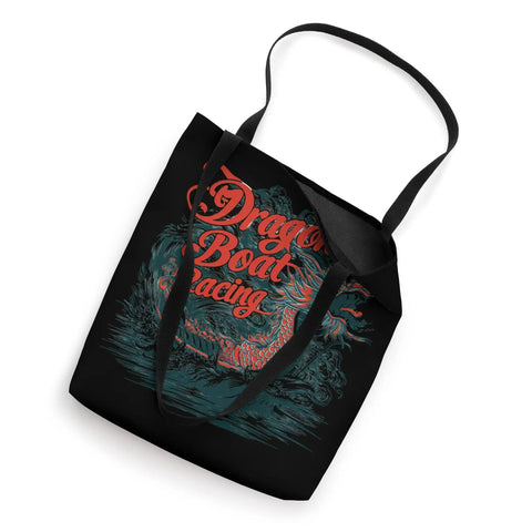 Boat Racing Crew Tote Bag For Dragon Boat Fans with dragon design, black color, 16x16 inches, lightweight carryall for travel and workouts.