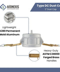 A380 Aluminum Type DC Dust Cap with Brass Handles for Water or Oil Flow Systems