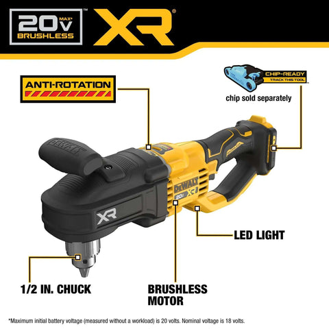 Boss Level Brushless Cordless Power Drill 20 Volt Max Ready Half Inch Compact Stud And Joist Driver with anti-rotation feature and LED light.