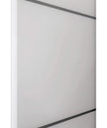 Modern White Bypass Sliding Closet Doors With Solid Core Construction And Complete Hardware Package Featuring Heavy Duty Rollers Slick Matte Finish side view with smooth surface.