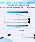 Upgraded 2 In 1 Door And Sliding Window Security Bar Adjustable Heavy Duty Jammer For Apartment Home And Hotel Rooms Travel Ready Fits 18 To 44 Inches Lightweight 2.2 Pound Design Includes 2 Pack White shown with adjustable lengths.