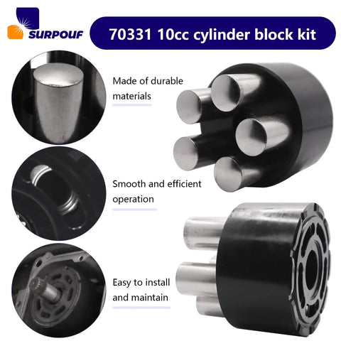 70331 10cc Block Kit For 10A Series Pumps Beefy Heavy Duty Hydraulic Block Kit Built For Rugged Equipment And Tough Workloads Keeps Your Machine Running Smooth And Extends Life., black hydraulic cylinder block kit