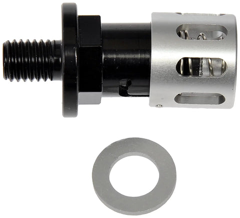 Close-up of Twist Drain Plug For Easy Oil Changes Tool Free Oil Pan Drain Solution Compatible With Select Models with washer