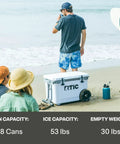 52 Quart Ultra Light Wheeled Cooler Insulated Ice Chest For Beach Camping Fishing Picnics And Boating With All Terrain Wheels on beach