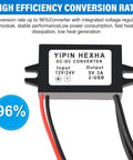 Right Angle USB Type-C DC-DC Buck Converter From 24V Or 12V To 5V Output 3A 15W Power Module with dual USB connector.