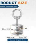304 Stainless Steel Tiger Clamp U Clip With Eye Hook Screw Heavy Duty C Clamp For Woodworking And Welding Mounting 25mm Opening 27x24mm Body Silver Beefy Corrosion Resistant, 304 stainless steel clamp with eye hook, 25 mm opening
