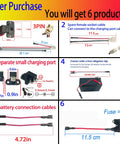 Round Charger Port Kit For Power Wheels Ride On Cars 6V 12V 24V Replacement Parts With 25A Fuse And Battery Connector Wires Cable Set
