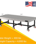 Heavy Duty Steel Welding Fixture Table With Sturdy Carry Handle And Precision Laser Cut Slots Rock Solid Locking Casters, 120x60x36 inches.
