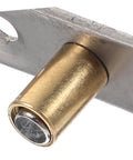Close-up of 2 Pack Folding Stop Barn Sliding Door Guides With Rollers For Floor Mounted Doors Aluminum And Stainless Wheel