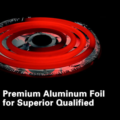 Disposable aluminum stove burner cover with heating coil, round, maintains clean stove top, 60 pcs disposable aluminum stove burner covers.