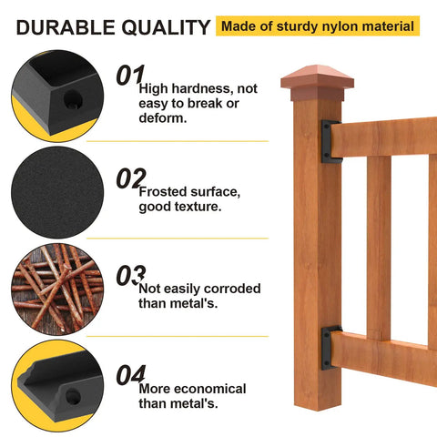 2x4 Deck Railing Bracket Connectors Set For Wood Posts With 120 Coating Screws Beefy Nylon Deck Brackets For Outdoor Stairs Fences Handrail Black Weather Resistant