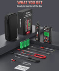 Three In One Multimeter And Cable Tracer Kit with Auto Ranging Digital Multimeter, case, and accessories displayed.