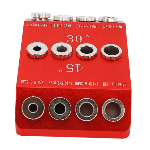 Pocket Hole Jig For Woodworking With 30, 45 And 90 Degree Holes, Aluminum Alloy Build With Steel Drill Sleeves, Front View