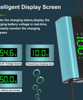 54.6V 2A Electric Scooter Charger with LED Display showing battery percentage and charging status.