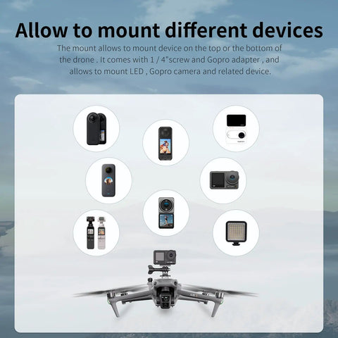 Camera Mount Expansion Bracket With 1 Quarter Inch Screw Hole And Cold Shoe For Air 3 Drone and compatible devices overview