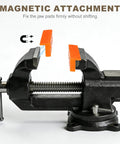 8 Inch Rubber Magnetic Vise Jaw Pads Soft Anti Scratch Jaws For DIY Woodworking Clamping Orange With Built In Magnets installed on metal vise