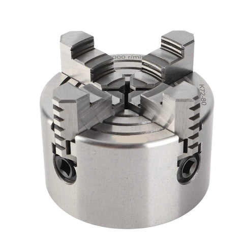Heavy Duty 4 Jaw Independent Lathe Chuck With 3 Inch Reversible Jaws Manual Machine Shop Workhorse, 80 mm diameter.