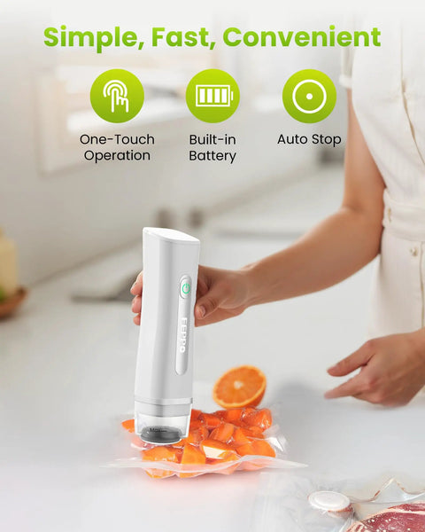 Compact Handheld Vacuum Sealer For Food With Visible Water Tank And 30 Reusable Bags, Keeps Food Fresh Up To 6x Longer