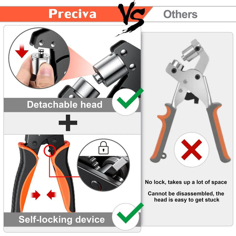 Heavy Duty Pro Grade Grommet Tool Kit Three Eighths Inch With Detachable Head Eyelet Pliers vs others comparison