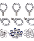 Heavy Duty 36 Piece Stainless Steel M8 Lifting Ring Eye Bolt Kit With 6 Eye Bolts And 10 Lock Nuts 10 Lock Washers And 10 Flat Washers, M8 stainless steel eye bolts and hardware set