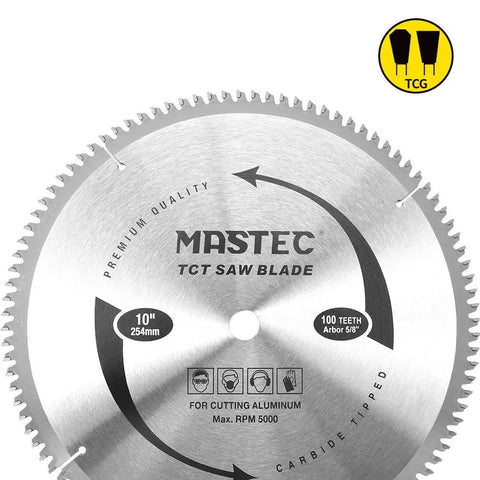 10 Inch 100T Carbide Tooth TCG Aluminum Saw Blade With Five Eighths Inch Arbor For Miter Circular And Table Saws Pro Grade Durable Clean Cuts On Aluminum Plexiglass Plastic And Nonferrous Metals