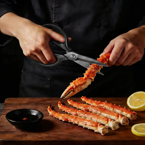 8.4 Inch Titanium Plated Heavy Duty Kitchen Scissors With Detachable Blades Rust Resistant 5Cr15MoV Stainless Steel 57HRC Hardness Cut Like A Boss Through Poultry Meat Seafood And Veggies cutting crab legs