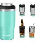 4 In 1 Insulated Stainless Steel Can Insulator That Fits Standard And Slim 12 Oz Cans And Beer Bottles Doubles As A 12 Oz Insulated Tumbler For Outdoor Adventures in lake blue.