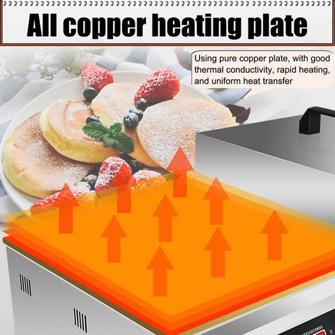 Commercial Electric Griddle Featuring Pure Copper Plates For Effortless Flipping Of Japanese Souffle Pancakes And Pillowy Dorayaki Sweets with copper heating plate.